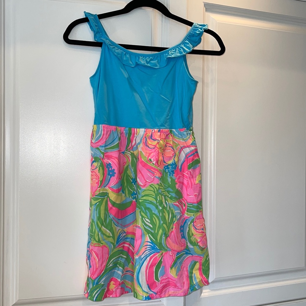Lily Pulitzer Girls Blue Floral Dress. XL (12-14)
